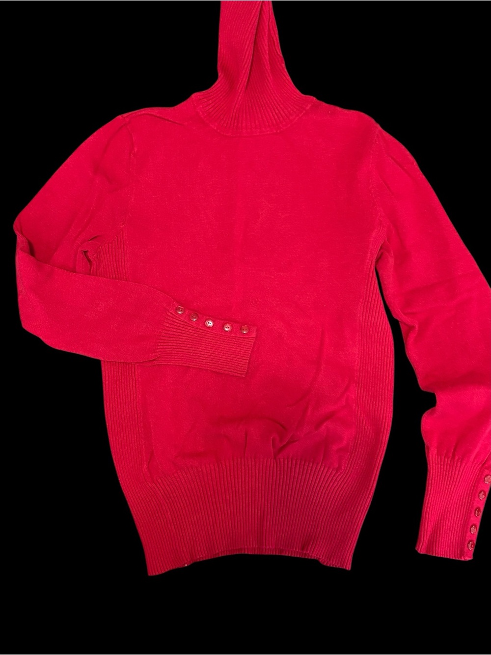 Apt. 9 Red Women's Turtleneck Sweater with Button Cuffs